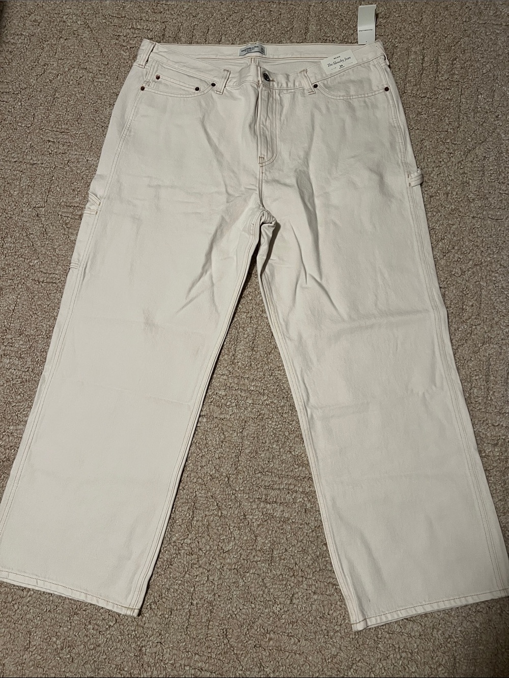 Abercrombie & Fitch Women's Straight Leg Pants Slouchy jeans Off-White
